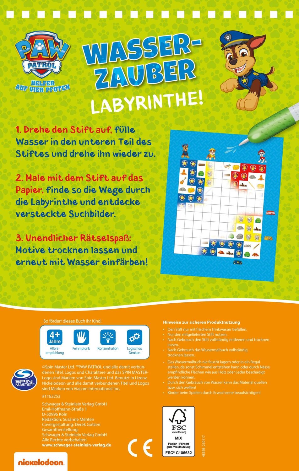 Rückseite: 9783849942922 | PAW Patrol Wasserzauber Labyrinthe. Einfach mit Wasser malen! | Buch