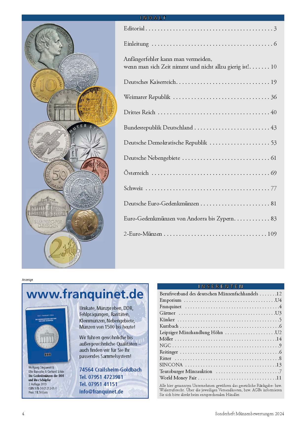 Bild: 9783866462502 | Münzenbewertungen Sonderheft 2024 | Münzen &amp; Sammeln MünzenRevue