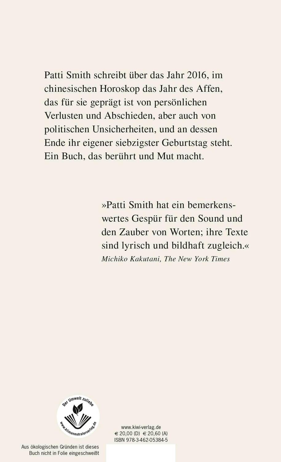 Rückseite: 9783462053845 | Im Jahr des Affen | Patti Smith | Buch | 208 S. | Deutsch | 2020