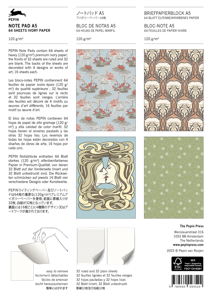 Bild: 9789460093524 | Art Nouveau | Writing Paper &amp; Note Pad A5 | Pepin van Roojen | Stück