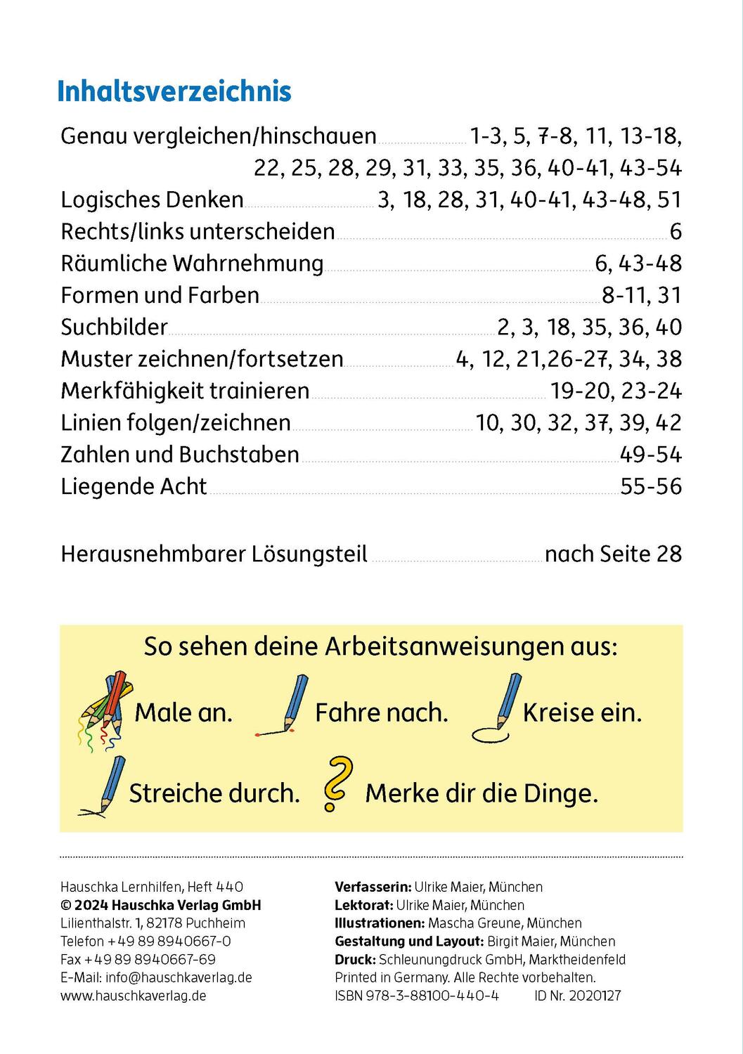 Bild: 9783881004404 | Mein Übungsheft Konzentration - 1. Klasse: Wahrnehmung, logisches...