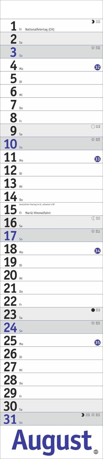 Bild: 9783756406333 | Langplaner, blau 2025 | Heye | Kalender | Bürokalender Heye | 13 S.