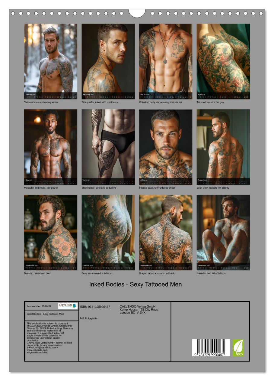 Bild: 9781325990467 | Inked Bodies - Sexy Tattooed Men (Wall Calendar 2025 DIN A3...