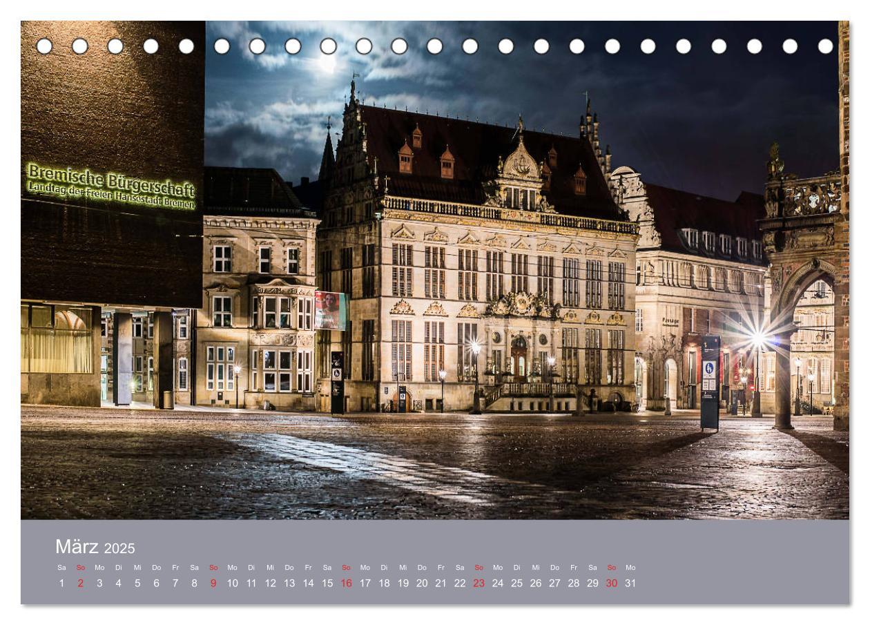 Bild: 9783435176199 | Nachts in Bremen (Tischkalender 2025 DIN A5 quer), CALVENDO...