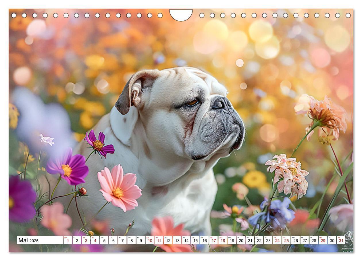 Bild: 9783383808050 | Englische Bulldoggen im Blütenmeer (Wandkalender 2025 DIN A4 quer),...