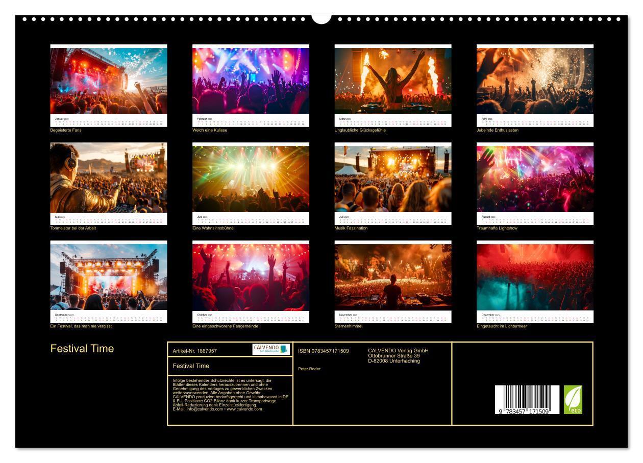 Bild: 9783457171509 | Festival Time (hochwertiger Premium Wandkalender 2025 DIN A2 quer),...