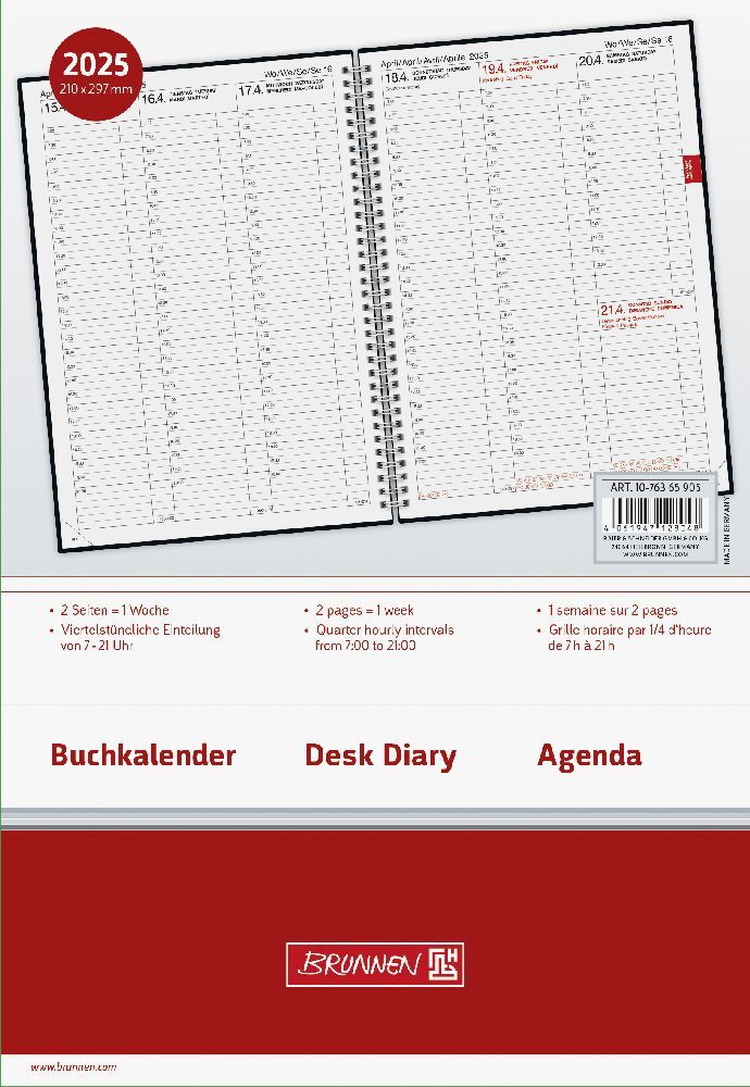 Bild: 4061947128048 | Brunnen 1076365905 Buchkalender Modell 763 (2025) 2 Seiten = 1...