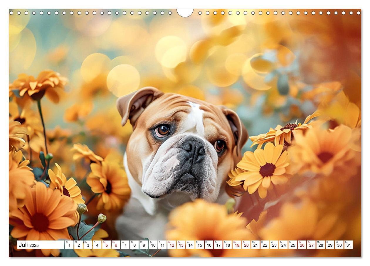 Bild: 9783383808067 | Englische Bulldoggen im Blütenmeer (Wandkalender 2025 DIN A3 quer),...