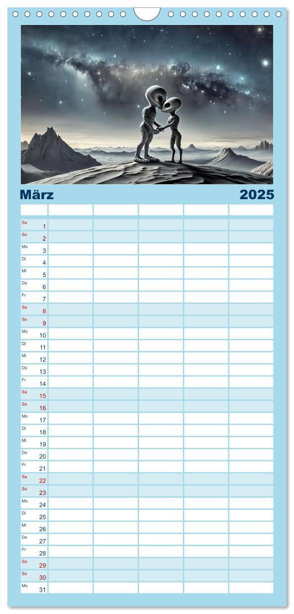 Bild: 9783457193747 | Familienplaner 2025 - Aliens auf Tour mit 5 Spalten (Wandkalender,...