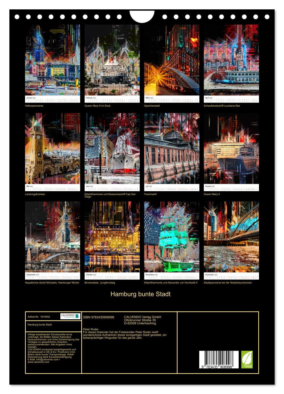 Bild: 9783435908998 | Hamburg bunte Stadt (Wandkalender 2025 DIN A4 hoch), CALVENDO...