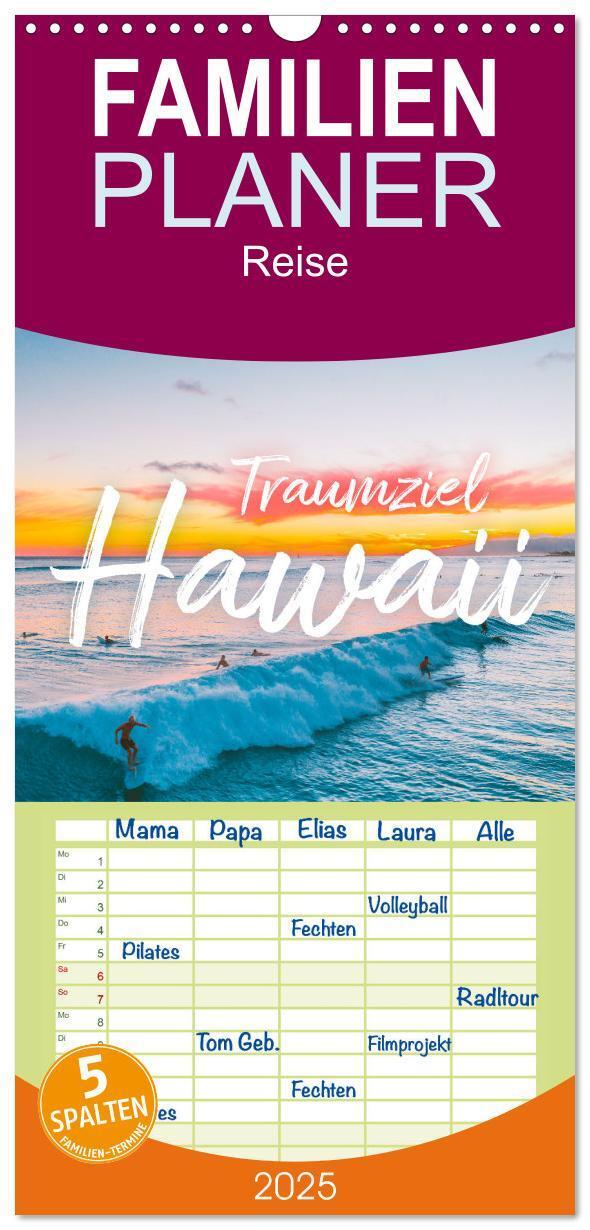 Cover: 9783457094136 | Familienplaner 2025 - Hawaii Traumziel mit 5 Spalten (Wandkalender,...