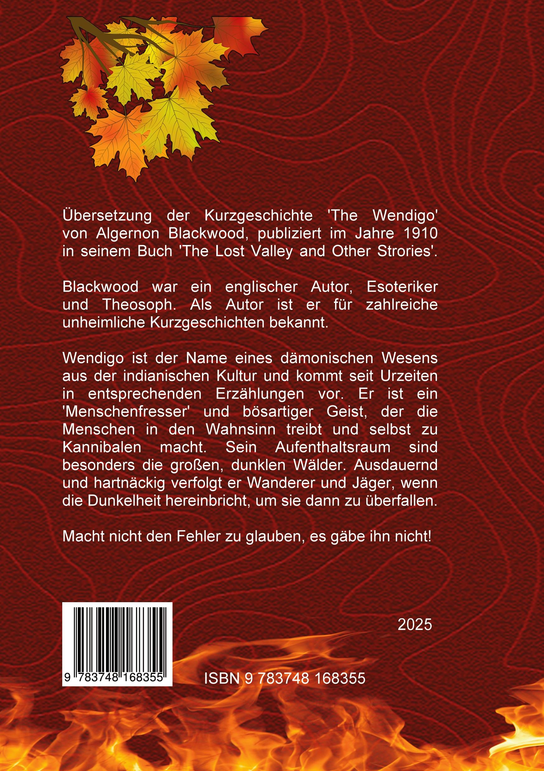 Rückseite: 9783748168355 | Der Wendigo | Thomas M. Meine | Taschenbuch | 104 S. | Deutsch | 2025