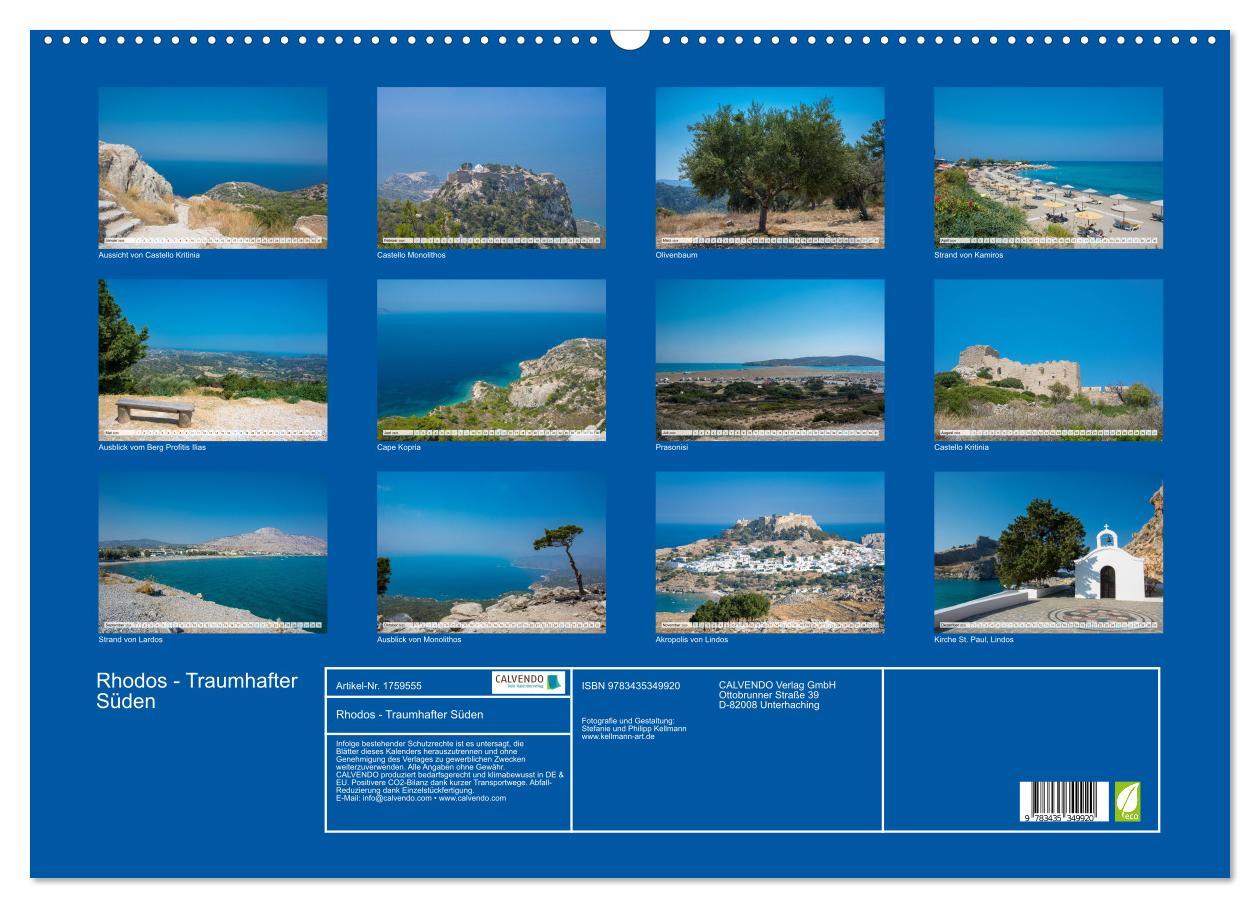 Bild: 9783435349920 | Rhodos - Traumhafter Süden (Wandkalender 2025 DIN A2 quer),...