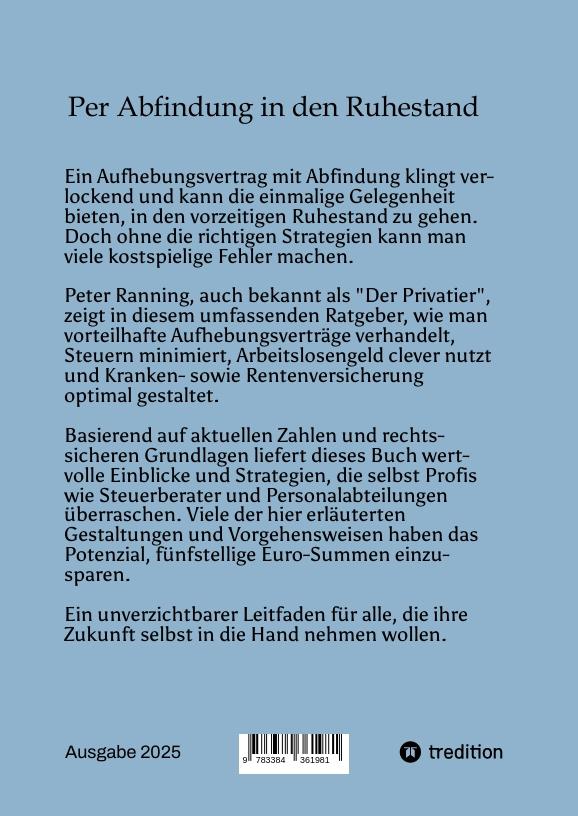 Rückseite: 9783384361981 | Per Abfindung in den Ruhestand - Ein Leitfaden zur Optimierung von...