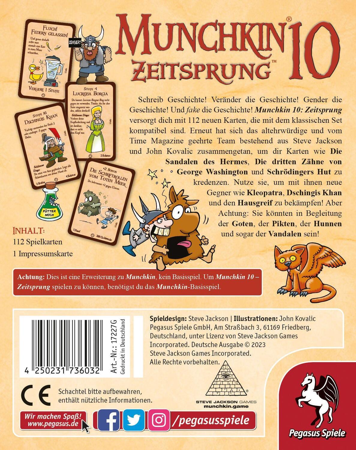 Bild: 4250231736032 | Munchkin 10: Zeitsprung [Erweiterung] | Spiel | Deutsch | 2023