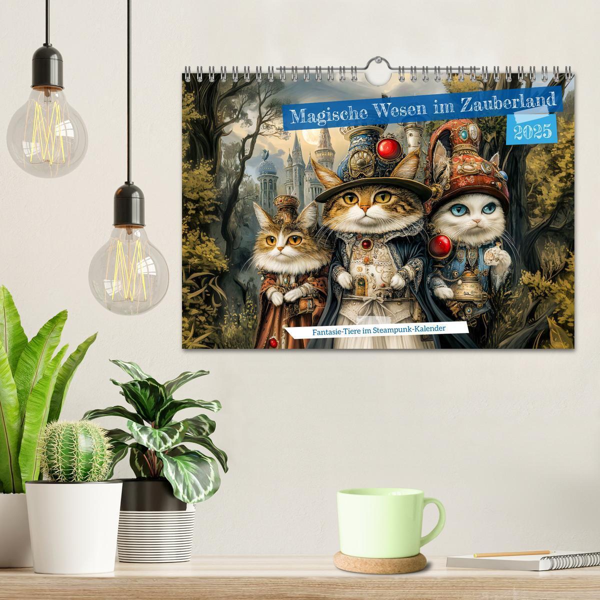 Bild: 9783457217801 | Magische Wesen im Zauberland - Fantasie-Tiere im Steampunk-Kalender...