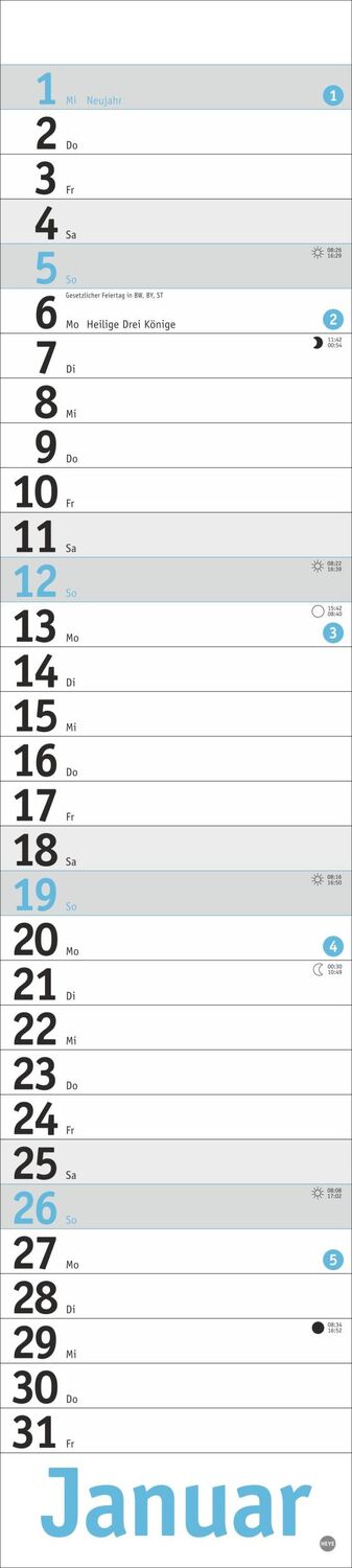 Bild: 9783756408429 | Langplaner, hellblau 2025 | Kalender | Bürokalender Heye | 13 S.