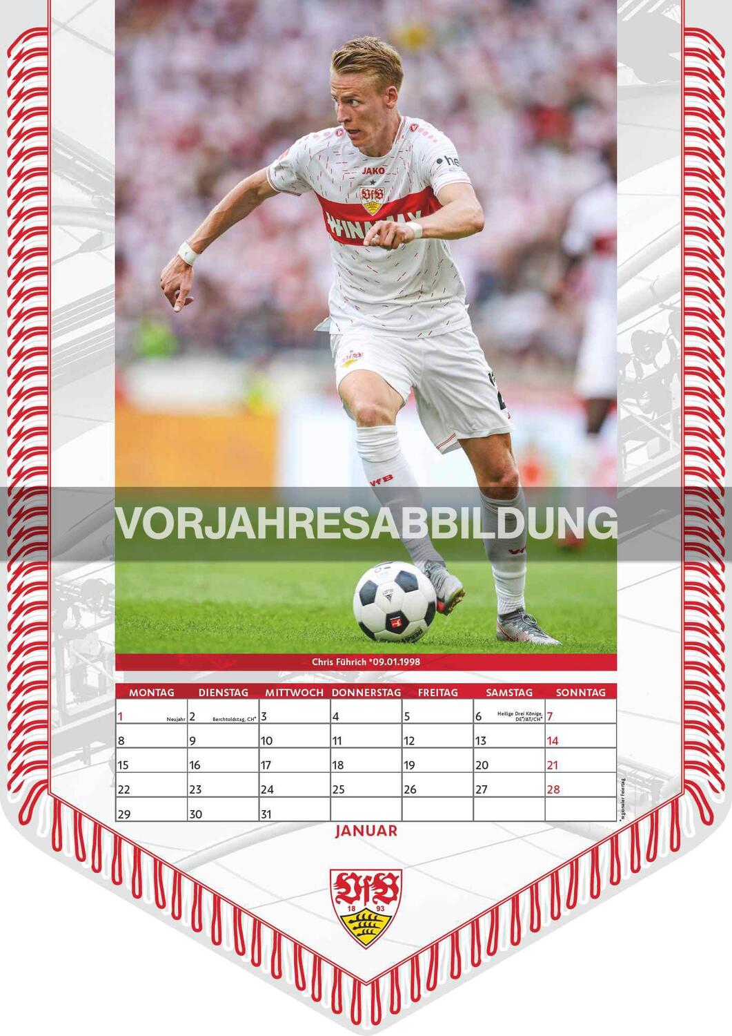 Bild: 4002725994486 | VfB Stuttgart 2025 - Bannerkalender - Fan-Kalender -...