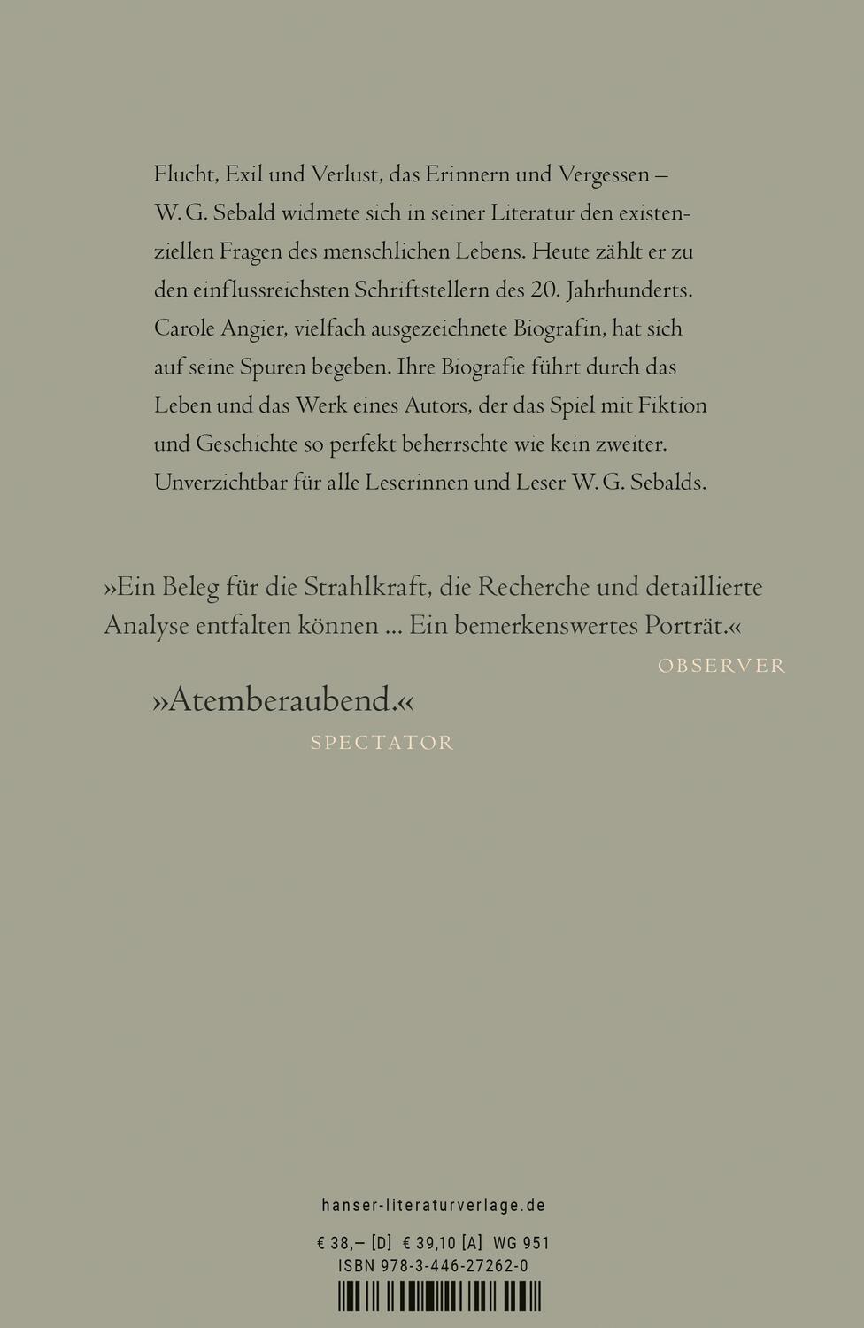 Bild: 9783446272620 | W.G. Sebald | Nach der Stille. Biografie | Carole Angier | Buch | 2022