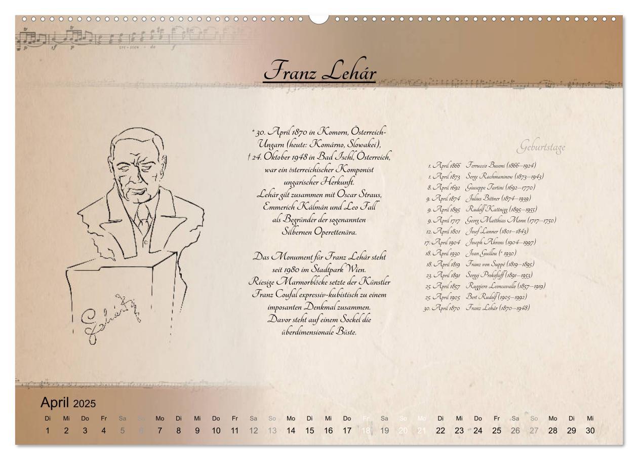 Bild: 9783435302581 | Von Mozart bis Beethoven (Wandkalender 2025 DIN A2 quer), CALVENDO...