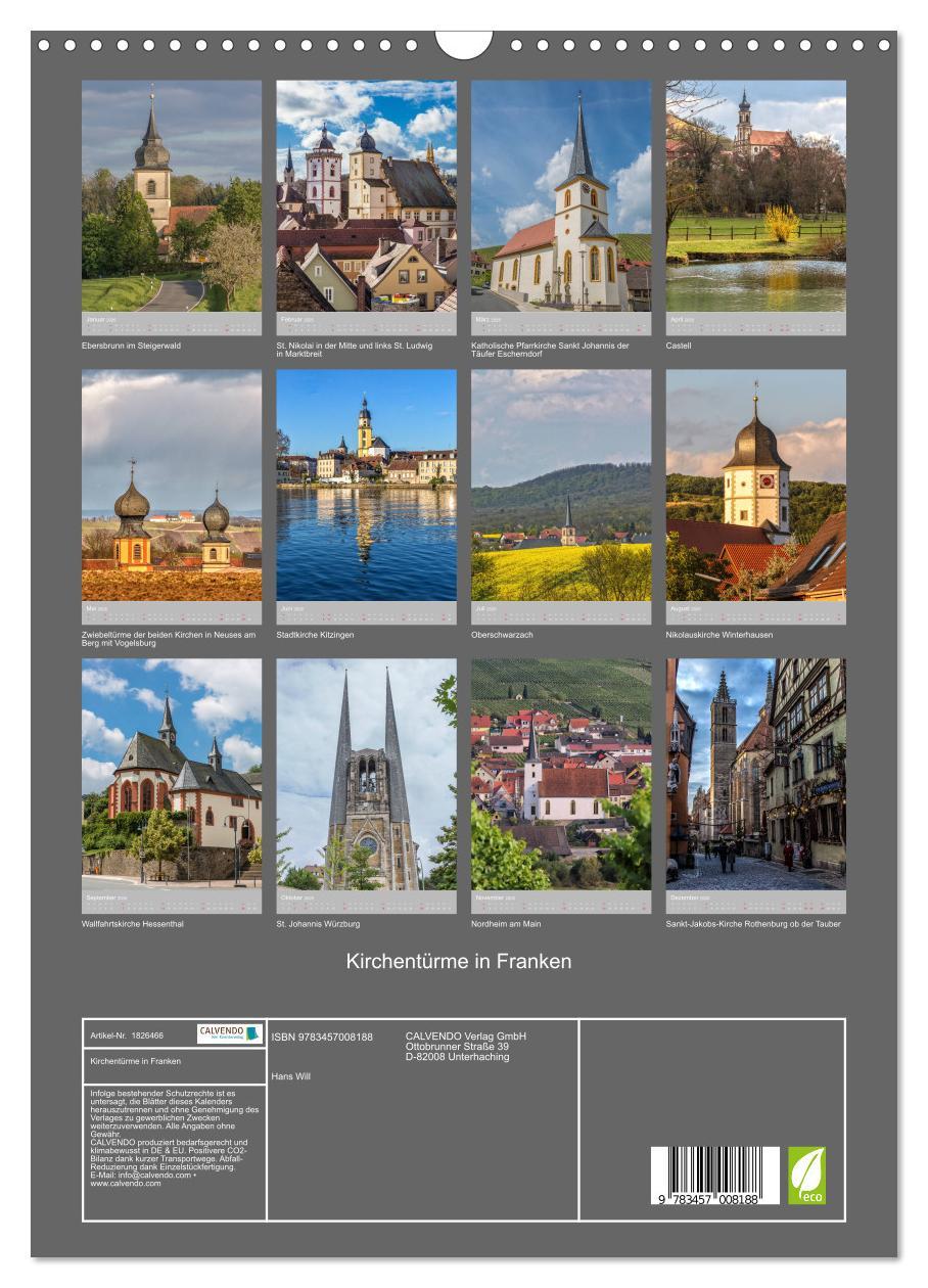 Bild: 9783457008188 | Kirchentürme in Franken (Wandkalender 2025 DIN A3 hoch), CALVENDO...