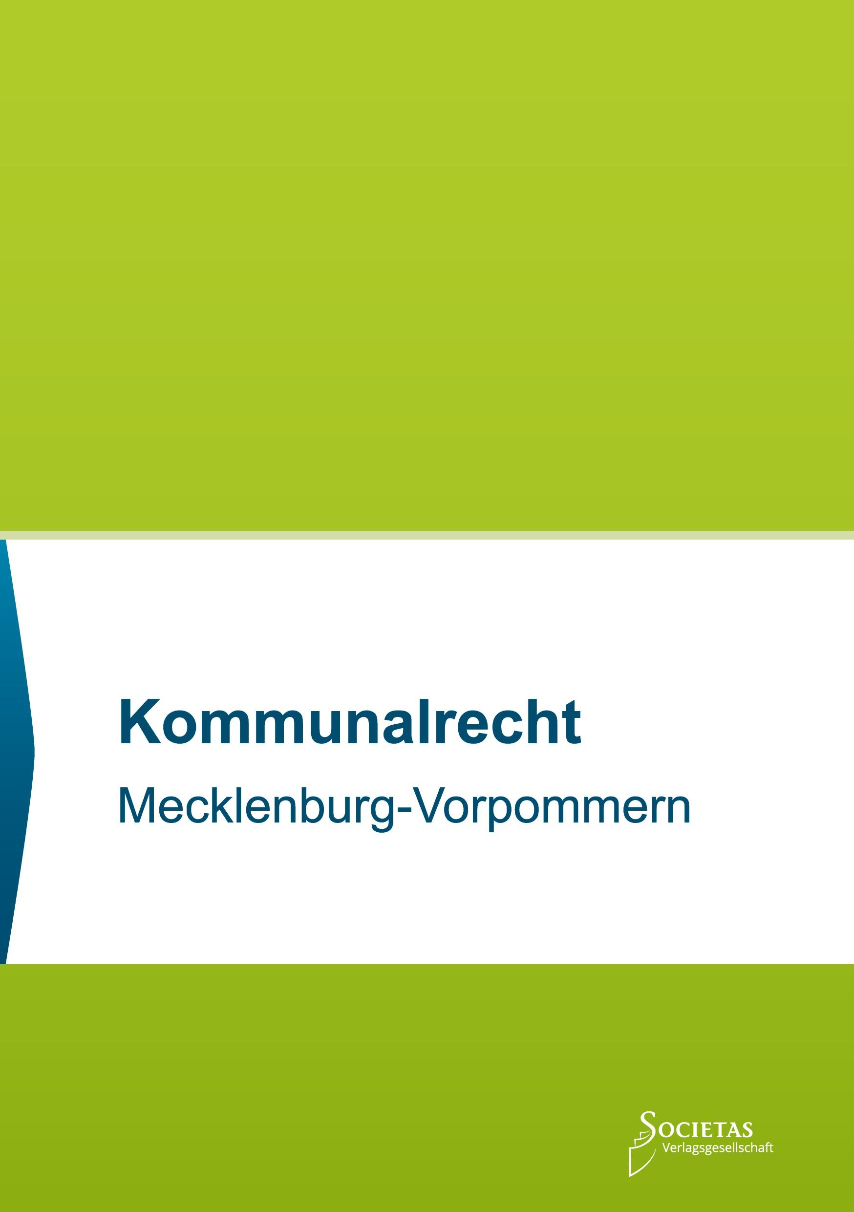 Cover: 9783969220313 | Kommunalrecht Mecklenburg-Vorpommern | Societas Verlag | Taschenbuch