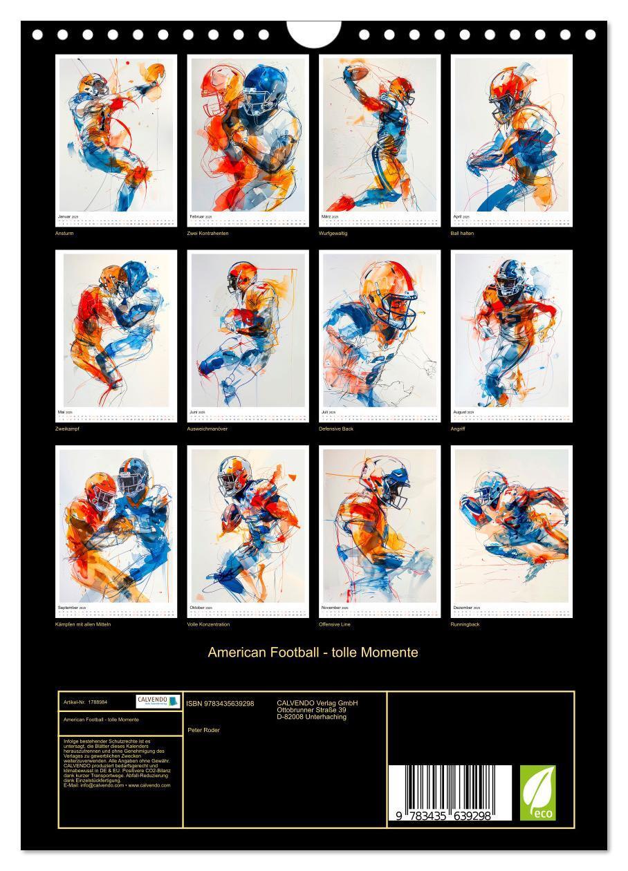 Bild: 9783435639298 | American Football - tolle Momente (Wandkalender 2025 DIN A4 hoch),...