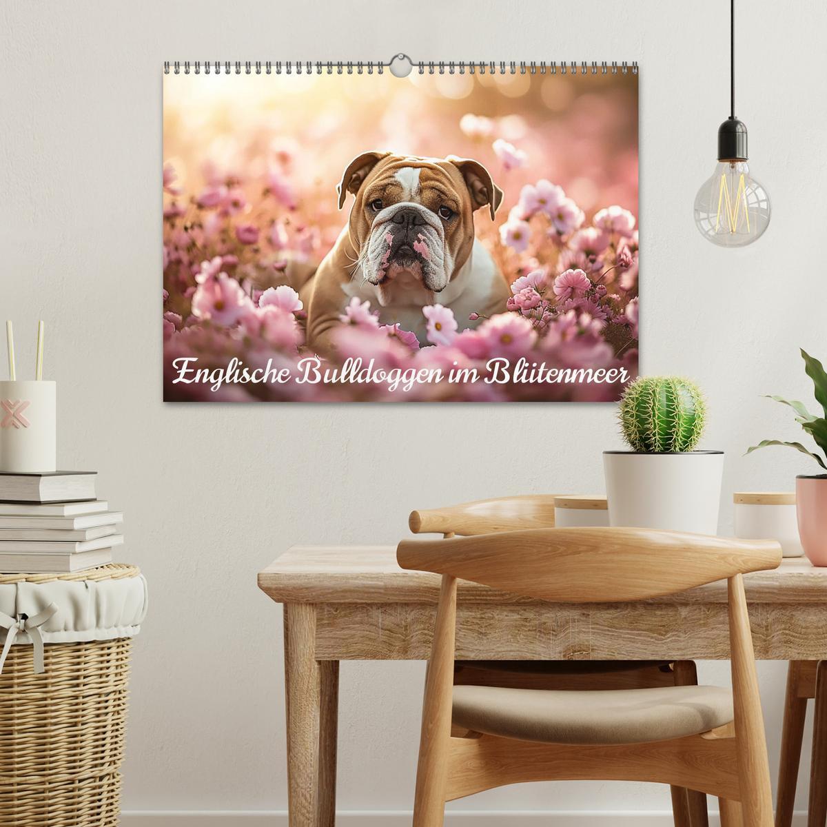 Bild: 9783383808067 | Englische Bulldoggen im Blütenmeer (Wandkalender 2025 DIN A3 quer),...