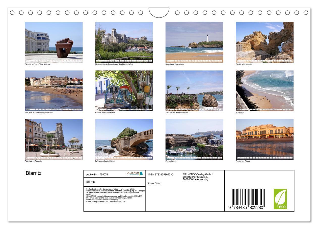 Bild: 9783435305230 | Biarritz (Wandkalender 2025 DIN A4 quer), CALVENDO Monatskalender