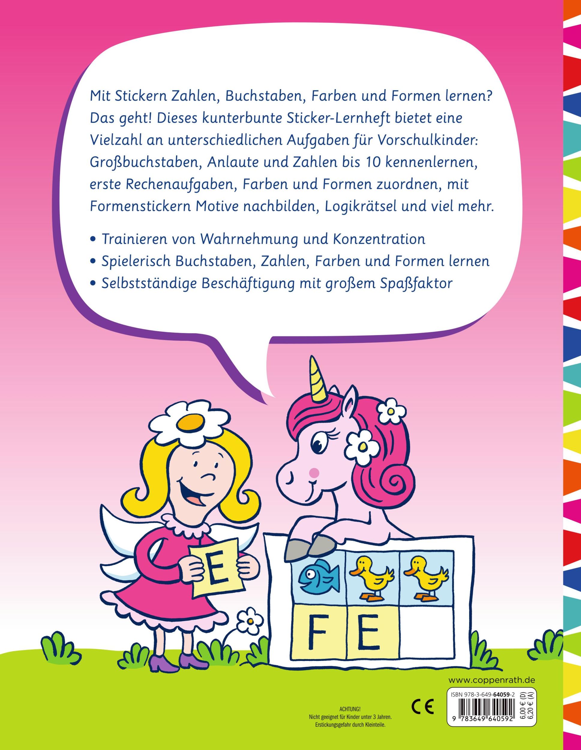 Rückseite: 9783649640592 | Sticker-Lernspaß (Feen &amp; Einhörner) | Charlotte Wagner | Taschenbuch