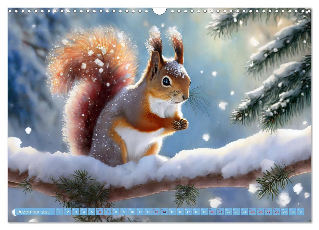 Bild: 9783383837142 | Der Eichhörnchen-Kalender (Wandkalender 2025 DIN A3 quer), CALVENDO...