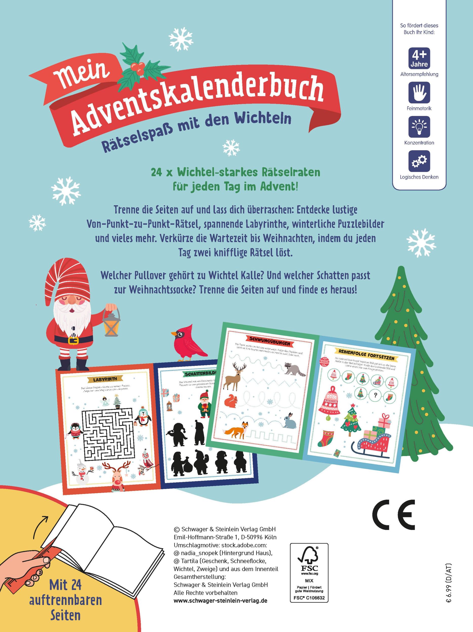 Rückseite: 9783849943509 | Mein Adventskalenderbuch Rätselspaß mit den Wichteln | Verlag | Buch