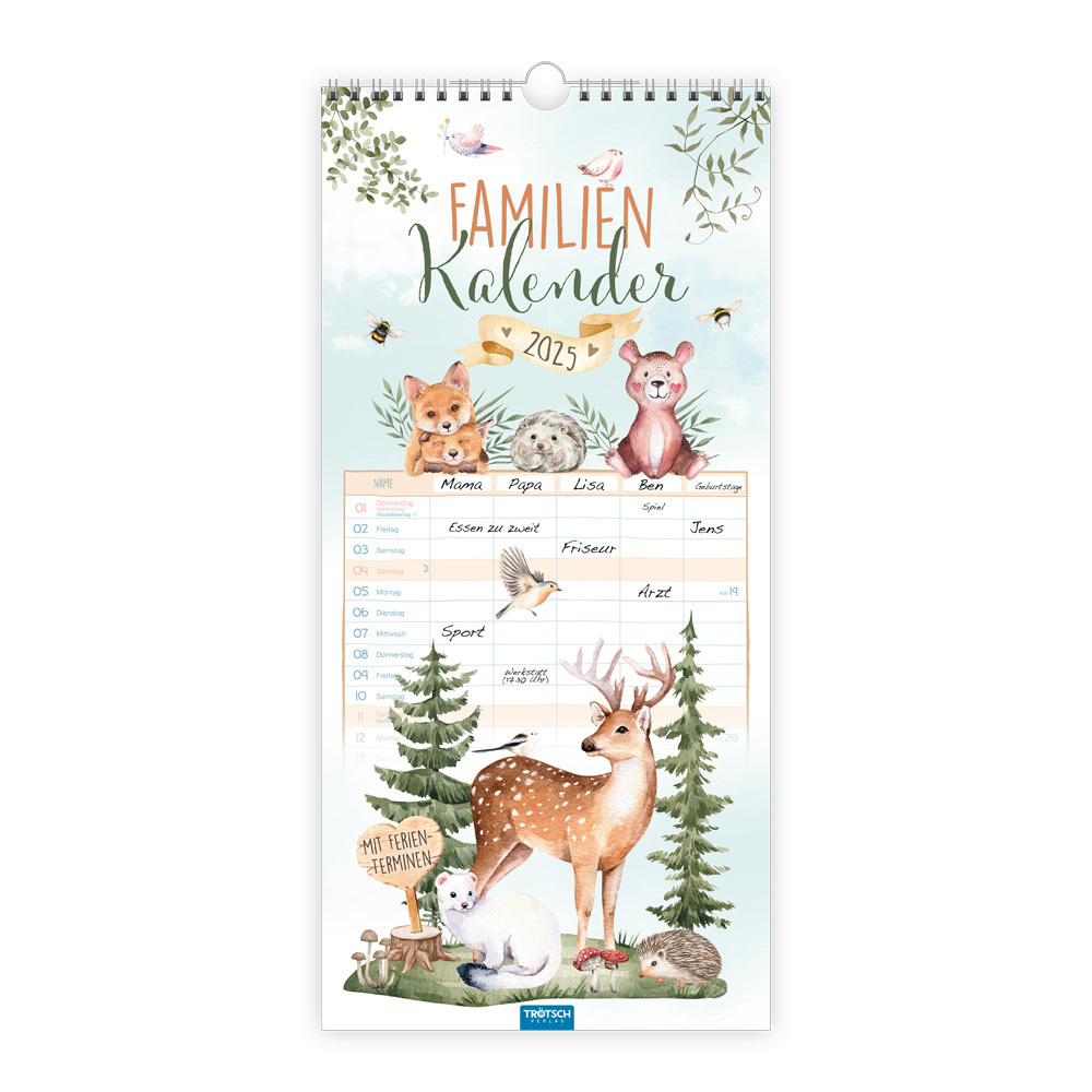 Cover: 9783988022196 | Trötsch Familienkalender Waldfreunde 2025 | Wandkalender | Co.KG