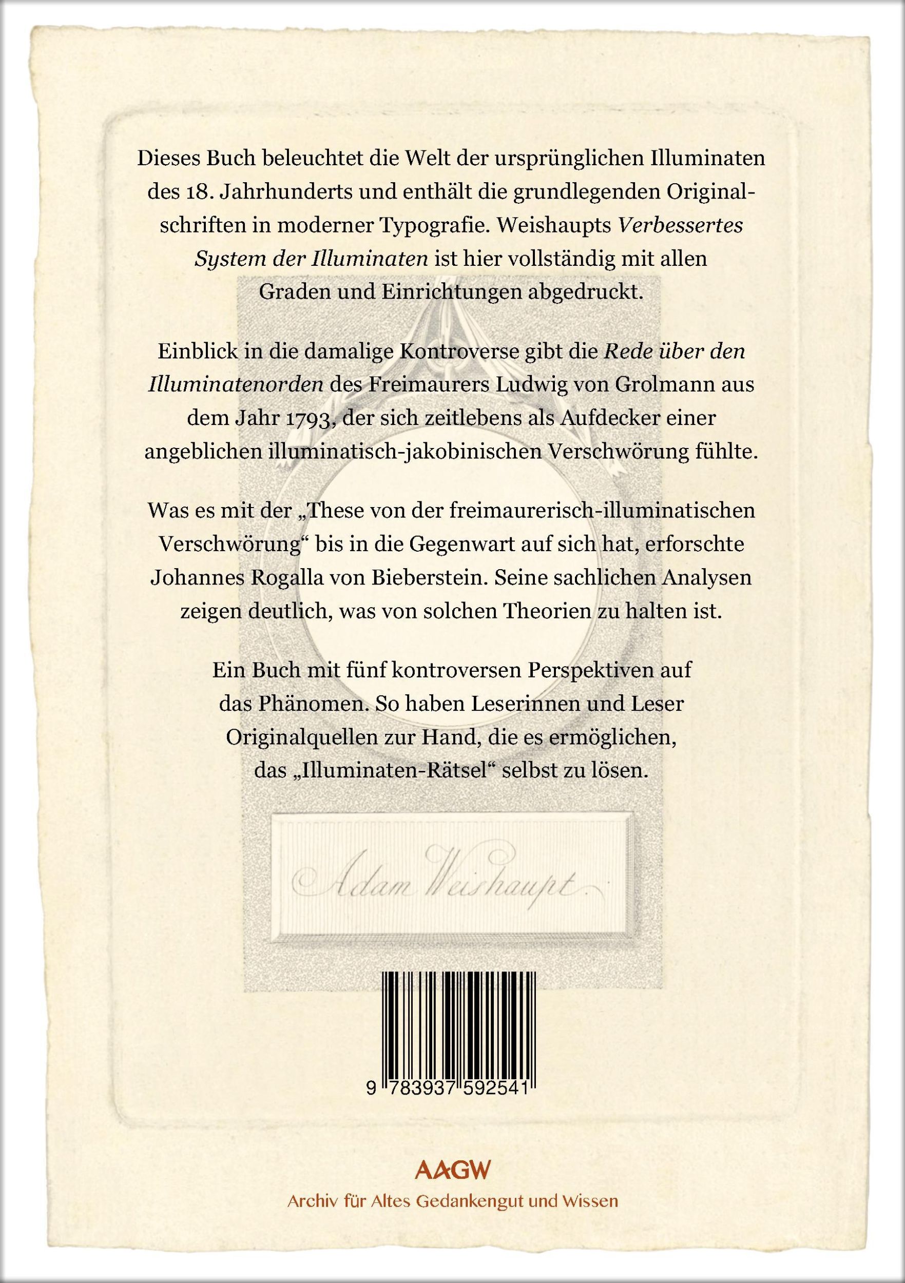 Rückseite: 9783937592541 | Illuminaten I | Weishaupt Adam (u. a.) | Taschenbuch | Paperback