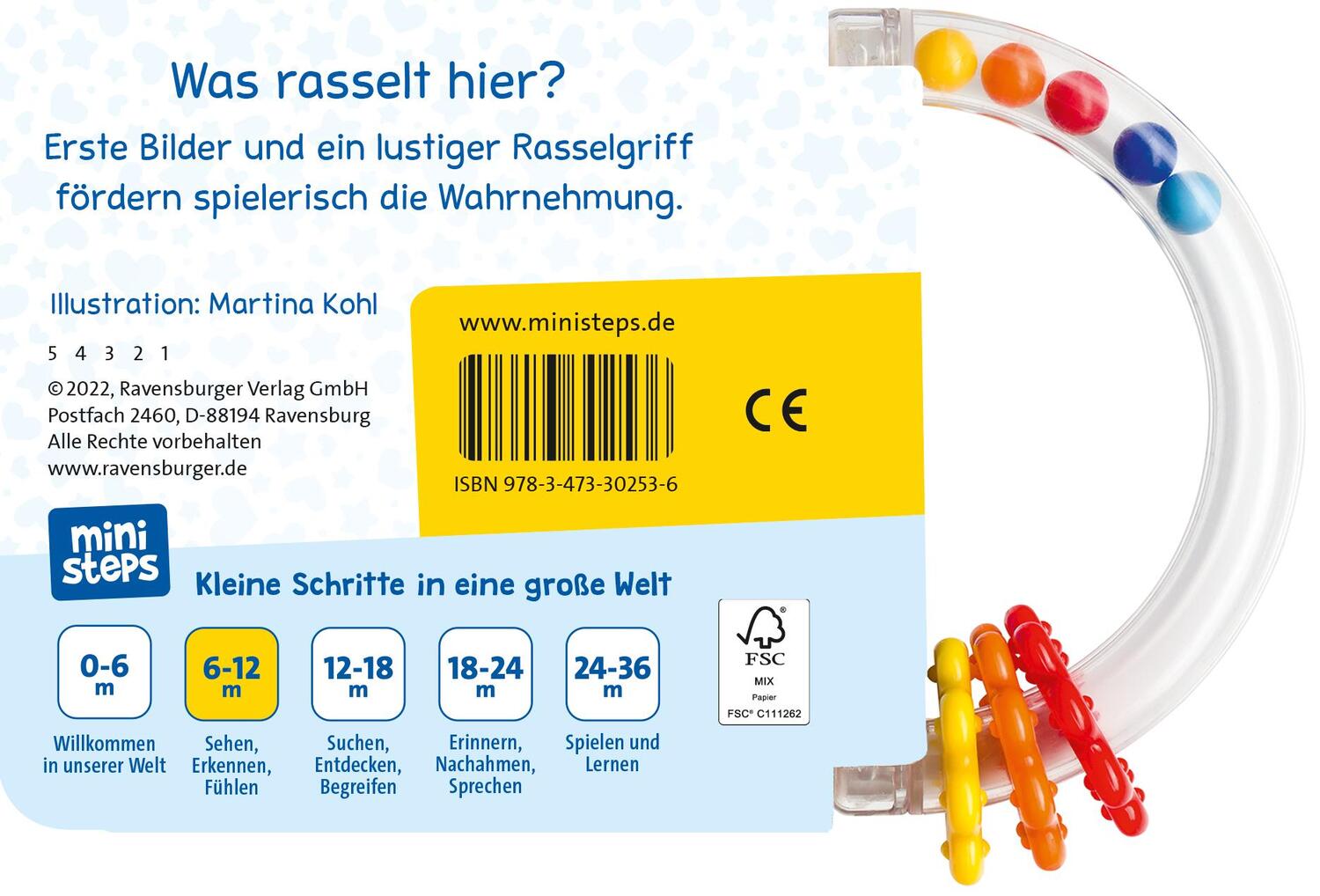 Rückseite: 9783473302536 | ministeps: Mein erstes Rasselbuch | Ab 6 Monaten | Buch | 14 S. | 2022