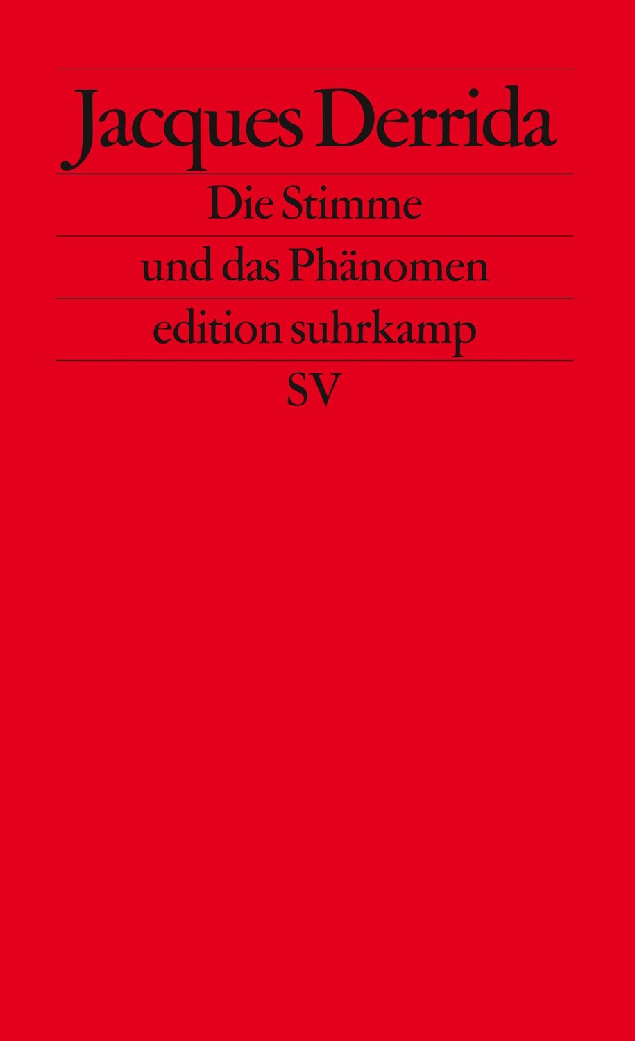 Cover: 9783518124406 | Die Stimme und das Phänomen | Jacques Derrida | Taschenbuch | 140 S.