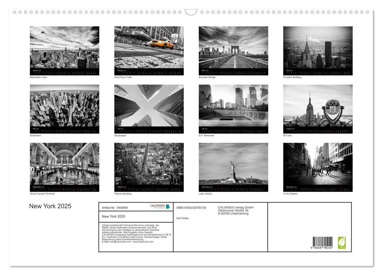 Bild: 9783435795154 | New York 2025 (Wandkalender 2025 DIN A2 quer), CALVENDO Monatskalender