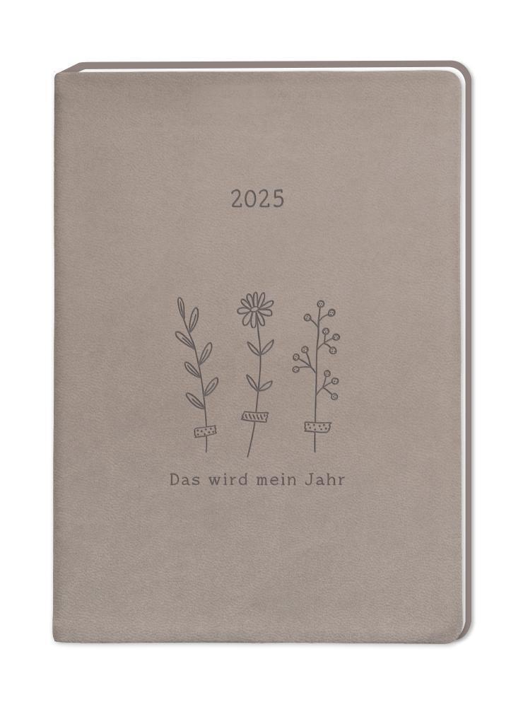 Cover: 9783986360665 | Terminplaner Lederlook 2025 Taupe | Terminplaner Lederlook A6 | Buch