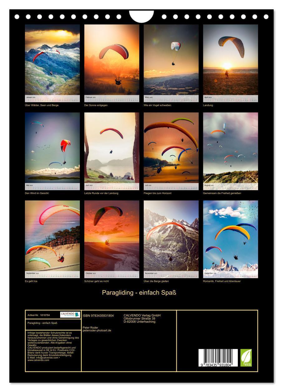 Bild: 9783435931804 | Paragliding - einfach Spaß (Wandkalender 2025 DIN A4 hoch),...