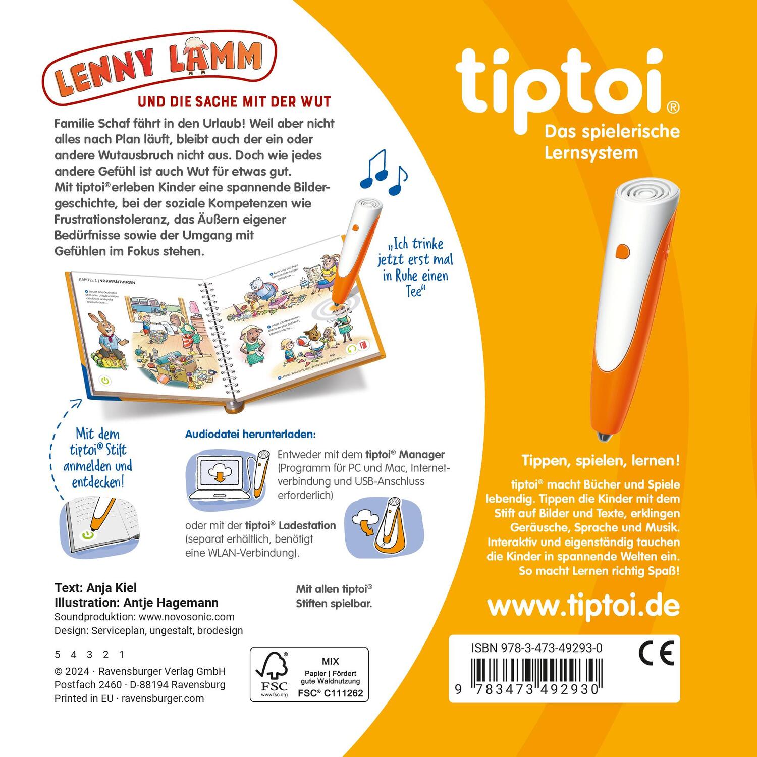 Rückseite: 9783473492930 | tiptoi® Lenny Lamm und die Sache mit der Wut | Anja Kiel | Taschenbuch