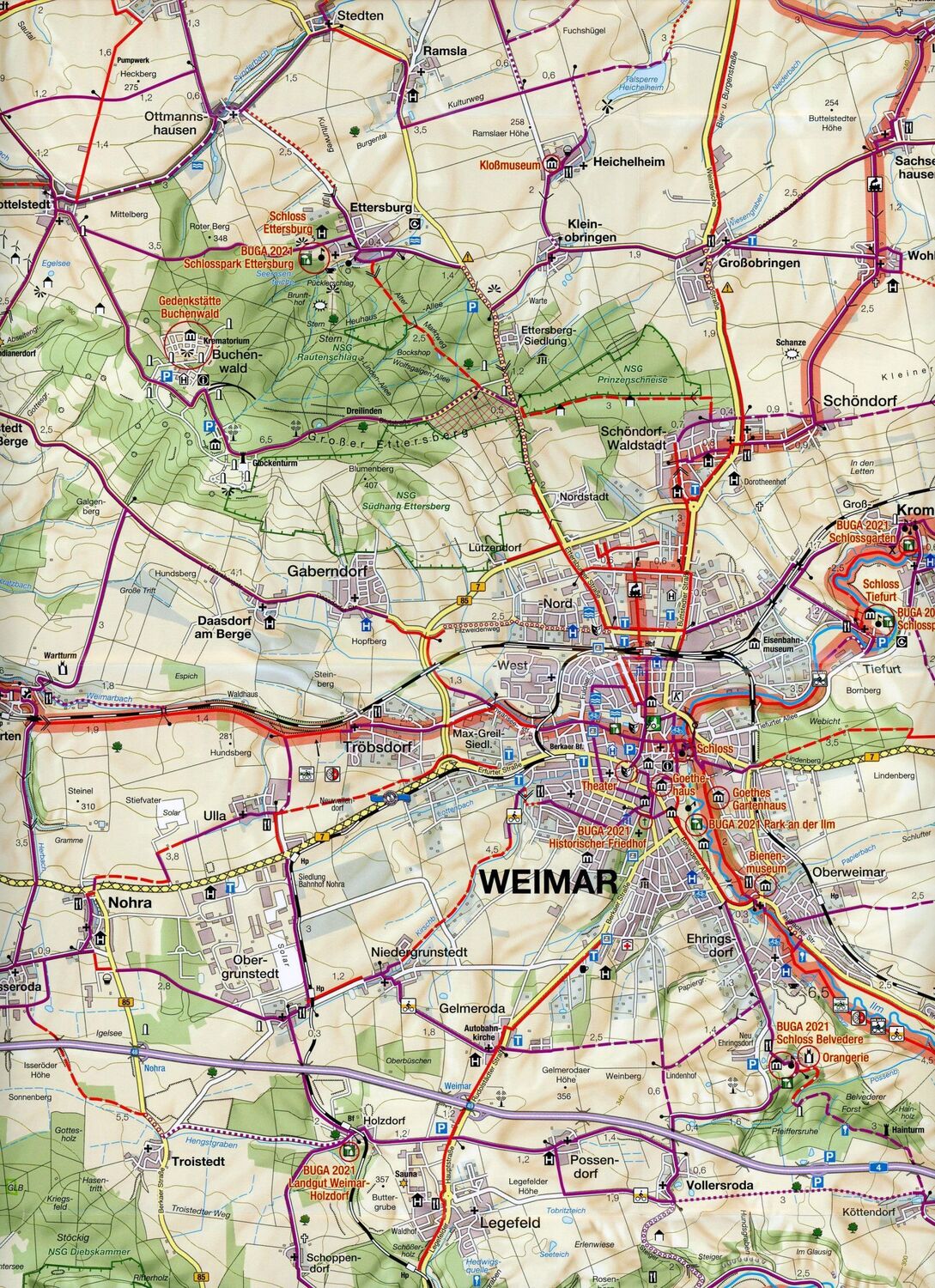 Bild: 9783866362628 | Fahrradkarte Weimar 1 : 50 000 | (Land-)Karte | Karte (gefaltet) - GFZ