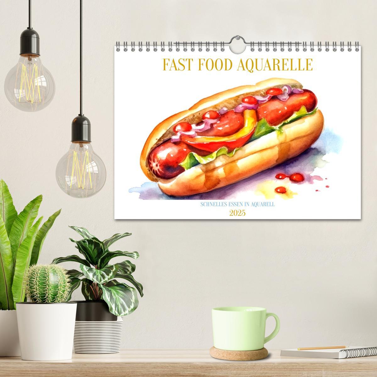 Bild: 9783435014989 | FAST FOOD AQUARELLE (Wandkalender 2025 DIN A4 quer), CALVENDO...