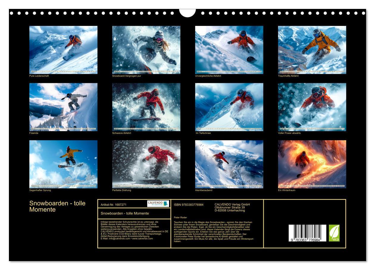 Bild: 9783383776984 | Snowboarden - tolle Momente (Wandkalender 2025 DIN A3 quer),...