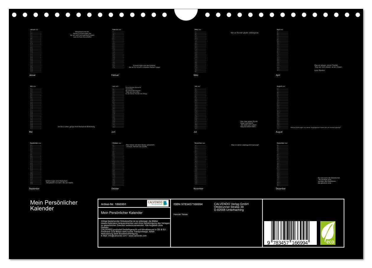 Bild: 9783457166994 | Mein Persönlicher Kalender (Wandkalender 2025 DIN A4 quer),...