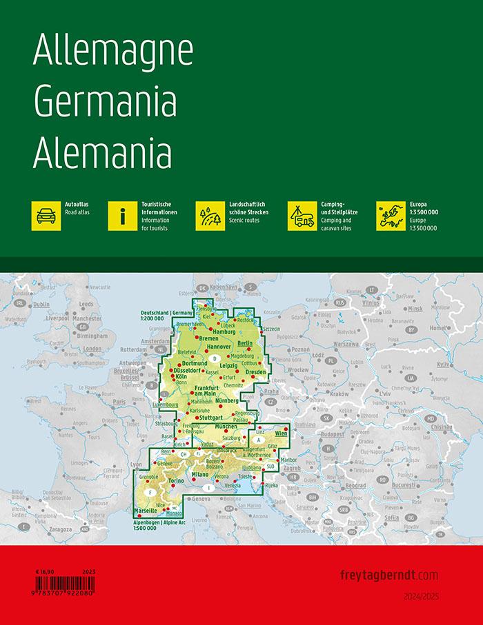 Rückseite: 9783707922080 | Deutschland, Autoatlas 1:200.000, 2024/2025, freytag &amp; berndt | berndt