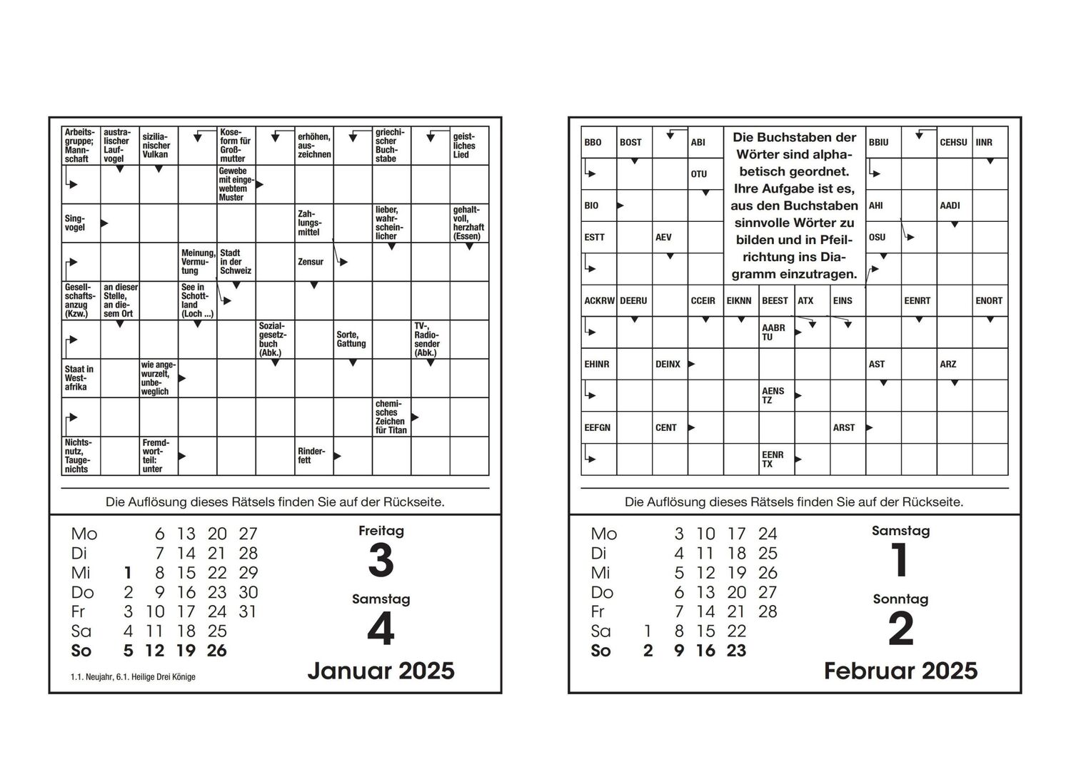 Bild: 9783809449188 | Rätselkalender 2025. Der beliebte Abreißkalender für alle...