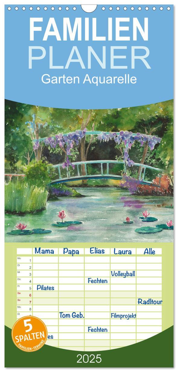 Cover: 9783457123256 | Familienplaner 2025 - Garten Aquarelle mit 5 Spalten (Wandkalender,...