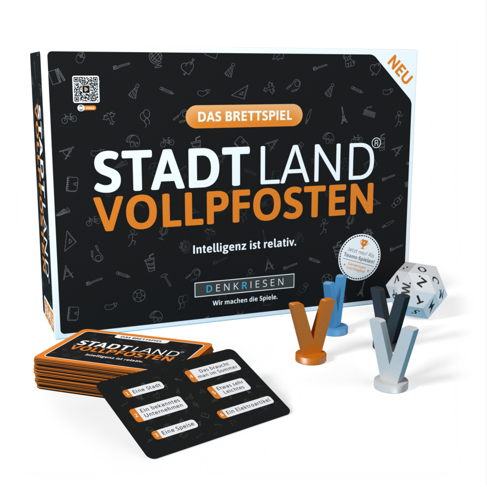 Cover: 4260528093779 | DENKRIESEN - STADT LAND VOLLPFOSTEN® Brettspiel - "Intelligenz ist...