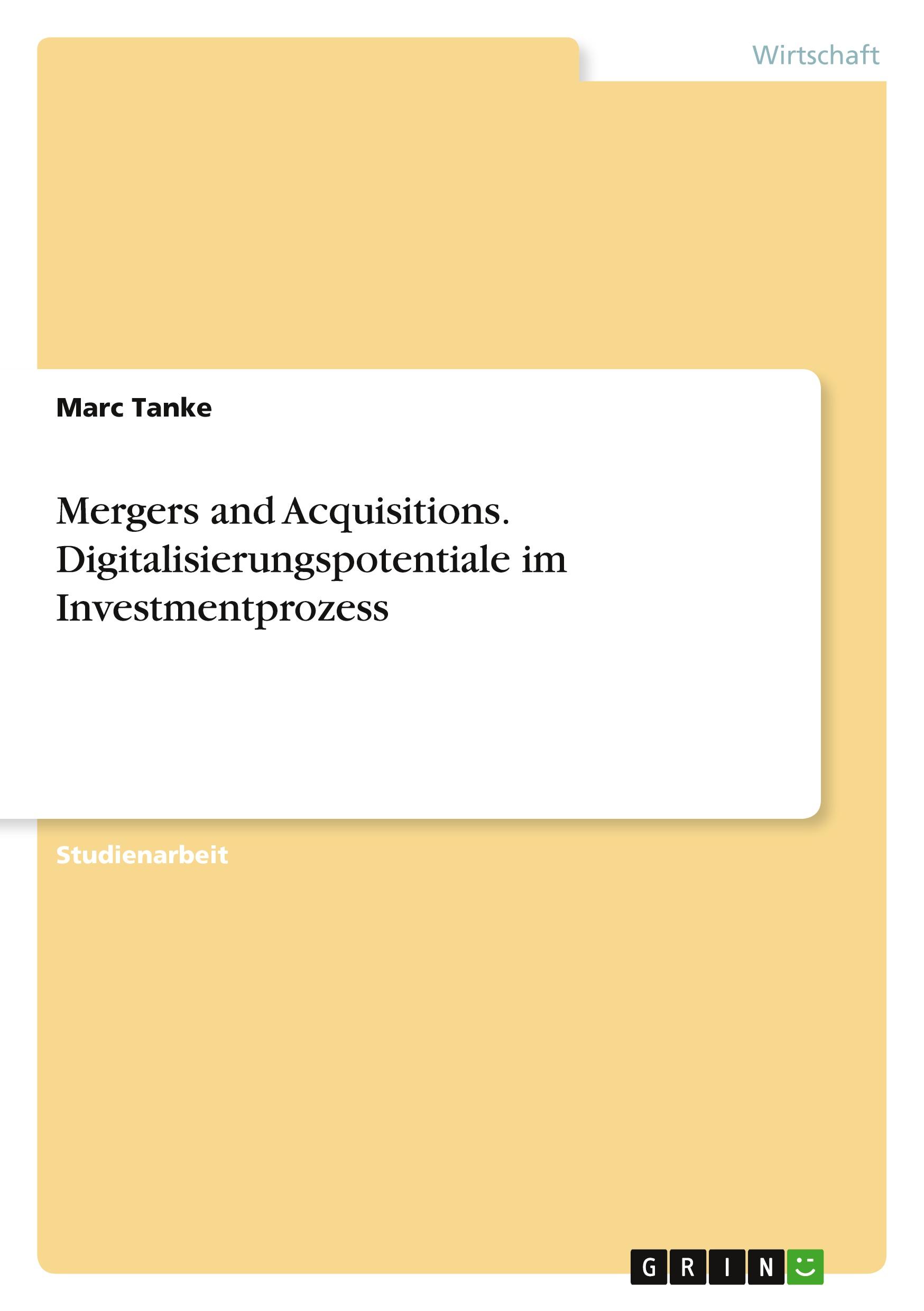 Cover: 9783346853318 | Mergers and Acquisitions. Digitalisierungspotentiale im...