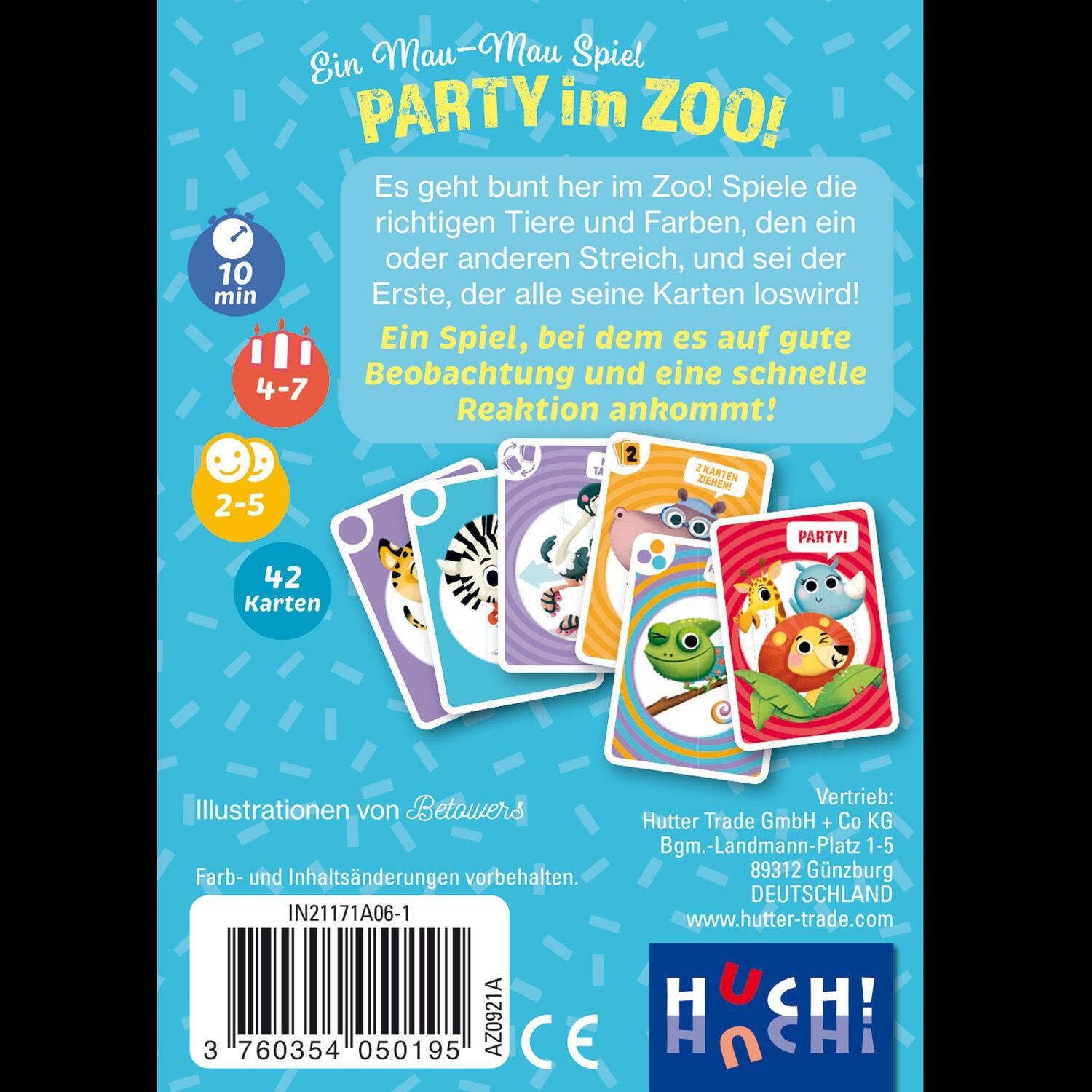 Bild: 3760354050195 | Party im Zoo - Ein Mau-Mau-Spiel | Auzou | Spiel | Deutsch | 2022